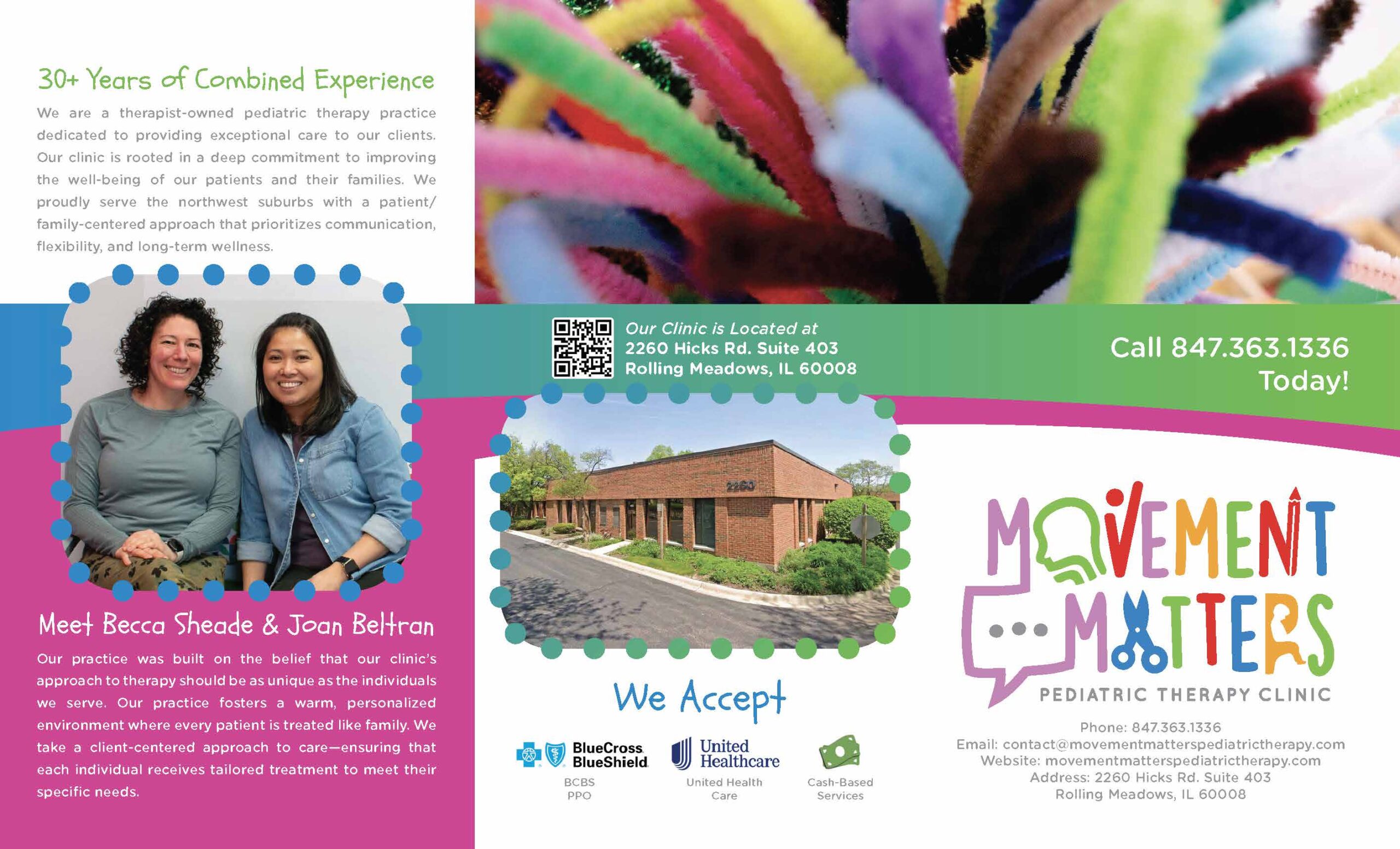 MOVEMENT MATTERS PEDIATRIC THERAPYTrifold Brochure Design ~ Exterior
